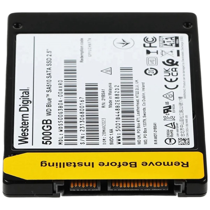 Накопитель SSD WD 2.5" Blue 500 Гб SATA III WDS500G3B0A - фото 51680556