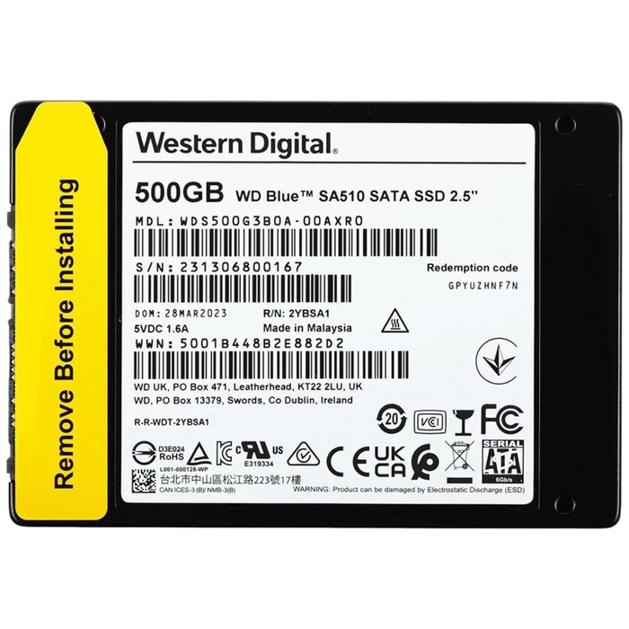 Накопитель SSD WD 2.5" Blue 500 Гб SATA III WDS500G3B0A - фото 51680557