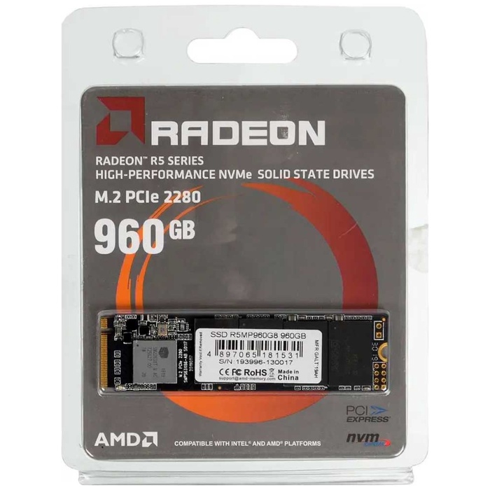 Накопитель SSD M.2 AMD Radeon 960 Гб PCIe R5MP960G8 - фото 51680561