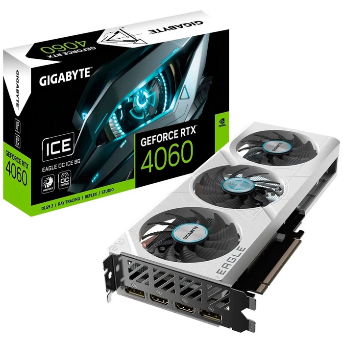 Видеокарта Gigabyte RTX 4060 EAGLE OC ICE 8GB (GV-N4060EAGLEOC ICE-8GD) - фото 51680638