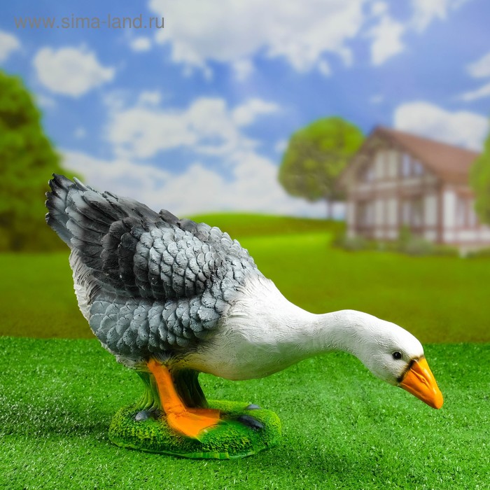 Садовая фигура из полистоуна «Гусь наклонившийся», 18×20×44 см - Фото 1