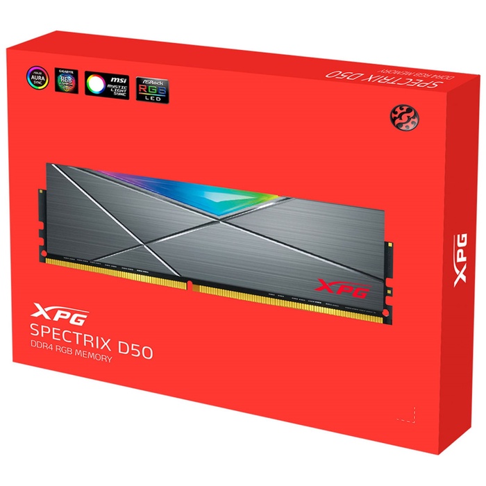 Оперативная память ADATA XPG DDR4 16GB (2x8GB) 3200MHz SPECTRIX D50 RGB Grey (AX4U32008G16A   108149 - фото 51683487