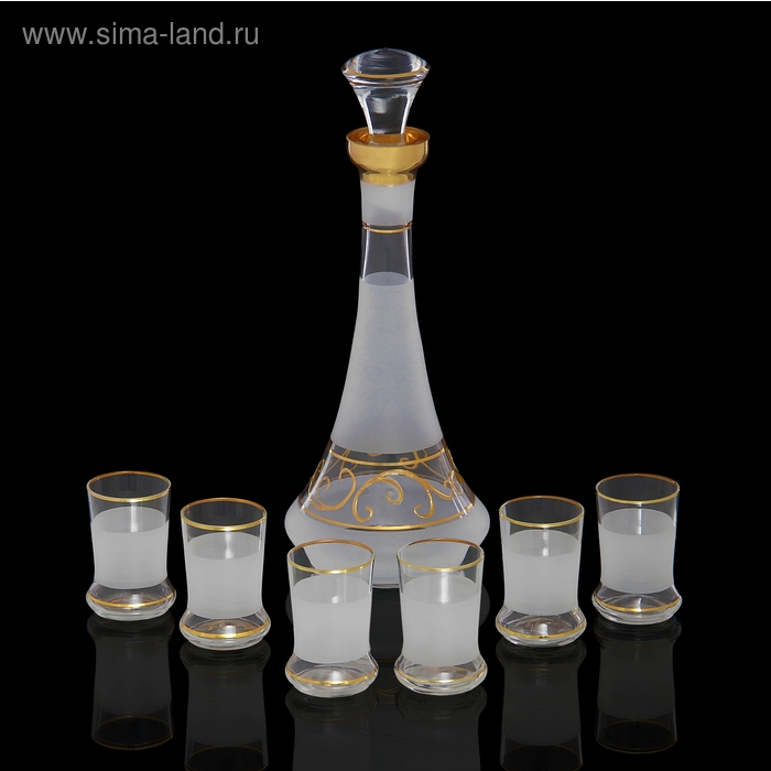 Набор для водки White satin (графин 600 мл, 6 рюмок 70 мл), 12 × 12 × 31 см - Фото 1