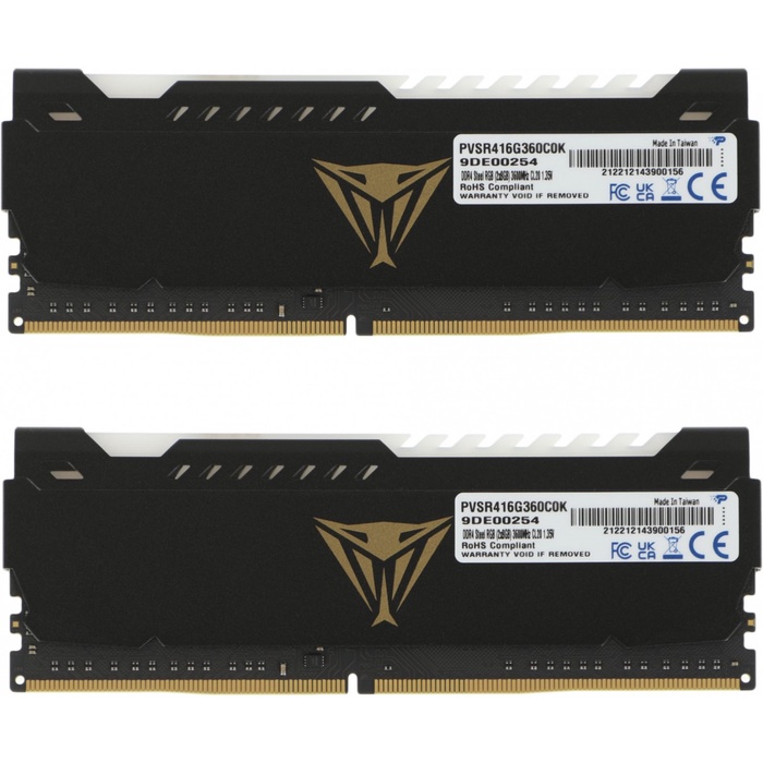 Оперативная память Patriot DDR4 16GB (2x8GB) 3600MHz Viper Steel RGB (PVSR416G360C0K) - фото 51683626