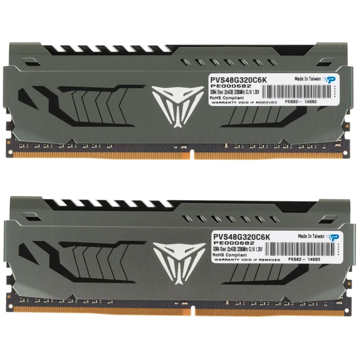 Оперативная память PATRIOT MEMORY DDR4 8GB (2x4GB) 3200Mhz Viper Steel (PVS48G320C6K) - фото 51683699