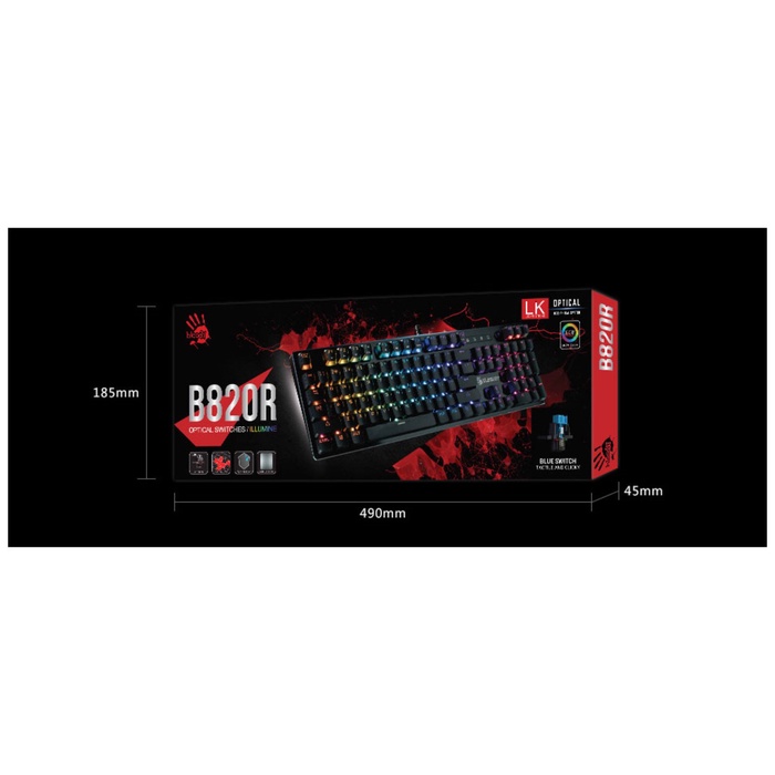 Клавиатура игровая проводная A4 Bloody B820R Red Switch черный - фото 51683977