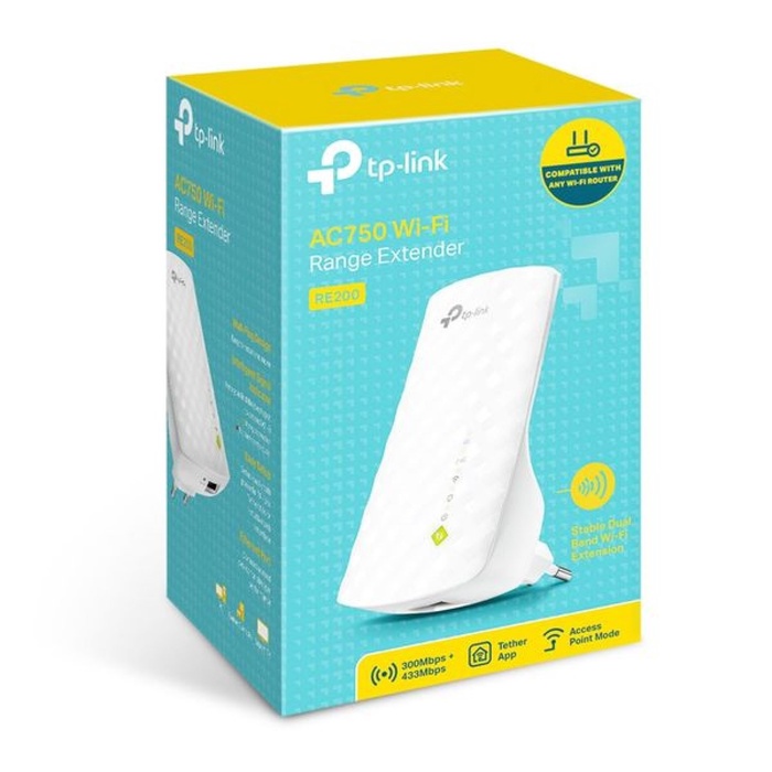 Повторитель беспроводного сигнала TP-LINK (RE200) AC750 белый - фото 51684297