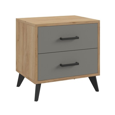 Тумба прикроватная Svetlana Loft, 2 ящика, 502×400×582 мм, цвет дуб золотой/серый