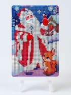 Алмазная мозаика на новый год с частичным заполнением для детей «Дед Мороз», 10×15 см, набор для творчества - Фото 3