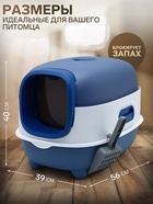 Туалет закрытый с УФ-лампой для уничтожения запаха 39×56×40 см, синий - Фото 3