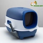 Туалет закрытый с УФ-лампой для уничтожения запаха 39×56×40 см, синий - Фото 5