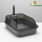 Туалет с прозрачными бортами с совком и фильтром, 40×28×16 см, серый - Фото 2