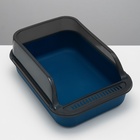 Туалет с прозрачными бортами с совком и фильтром, 40×28×16 см, синий - Фото 4