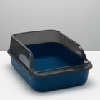 Туалет с прозрачными бортами с совком и фильтром, 40×28×16 см, синий - Фото 5