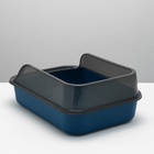 Туалет с прозрачными бортами с совком и фильтром, 40×28×16 см, синий - Фото 8