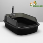 Туалет с прозрачными бортами и совком+фильтр, 50×34×18 см, чёрный - Фото 2