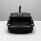 Туалет с прозрачными бортами и совком+фильтр, 50×34×18 см, чёрный - Фото 3