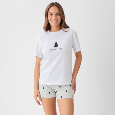 Пижама новогодняя женская (футболка, шорты) KAFTAN «Елки», размер 44-46