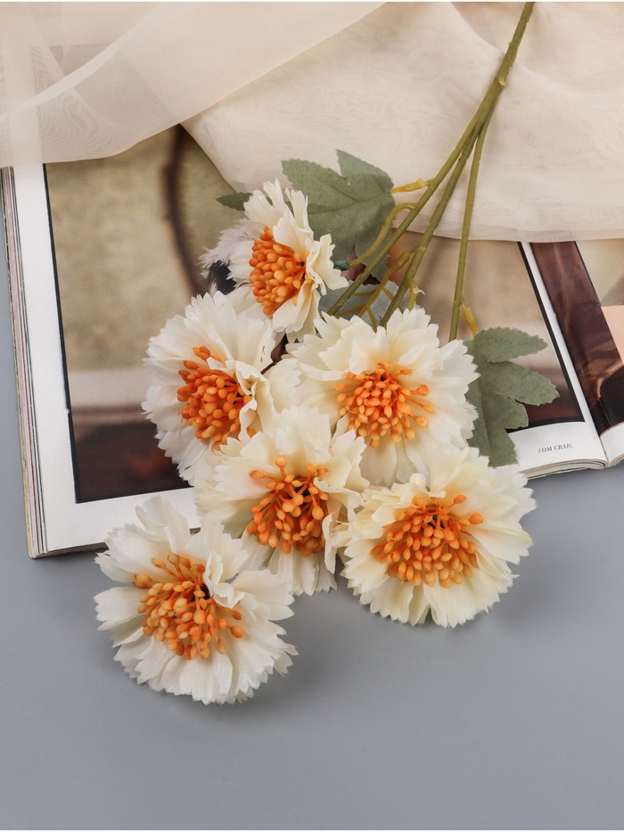 Цветы искусственные «Гвоздика каспар галант», 58×7 см, белые - Фото 1