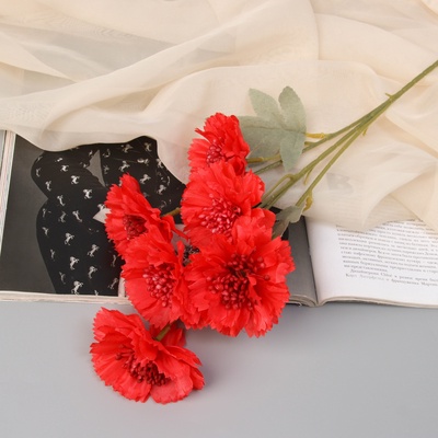 Цветы искусственные «Гвоздика каспар галант», 58×7 см, красные