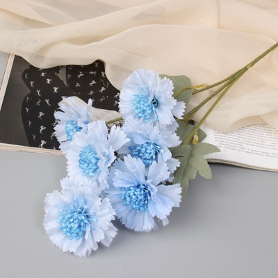 Цветы искусственные «Гвоздика каспар галант», 58×7 см, голубые