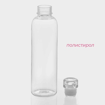 Бутылка для воды Доляна, 500 мл, 6×6×22.5 см, полистирол, цвет прозрачный