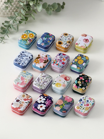 Шкатулка для хранения мелочей, украшений «Прямоугольная. Цветочки», металл, 5.8×4.2×2.6 см, МИКС