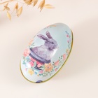 Металлическая шкатулка - яйцо «Пасхальный зайка в горшке», для украшений, хранения мелочи, 7×6.5×11 см - Фото 2