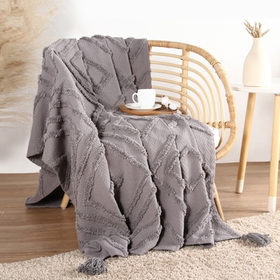 Плед с кисточками SL Home, 150×200 см, серый, 450 г/м²