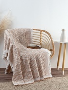 Плед с бахромой «Этель» Home, 130×180 см, светло-бежевый - Фото 4