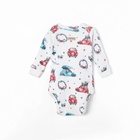 Боди детское с длинным рукавом MINAKU New Year's cars, рост 62-68 см, белое - Фото 11