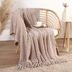 Плед Этель Beige knit 130*170 см, цв.бежевый, 100% акрил 10770944