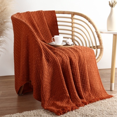 Плед «Этель» Relief, 130×170 см, 100% акрил, цвет терракотовый