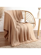 Плед с бахромой SL Home Relief, 130×170 см, бежевый, акрил 100% - Фото 12
