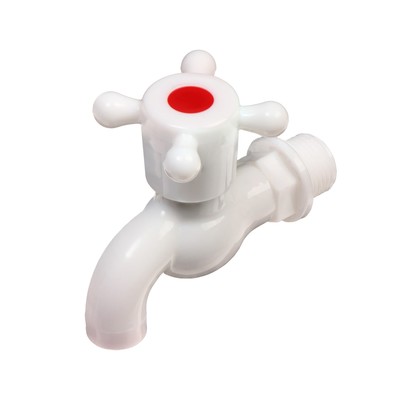 Кран, наружная резьба 1/2" (12 мм), для шланга 1/2" (12 мм), пластик, Greengo