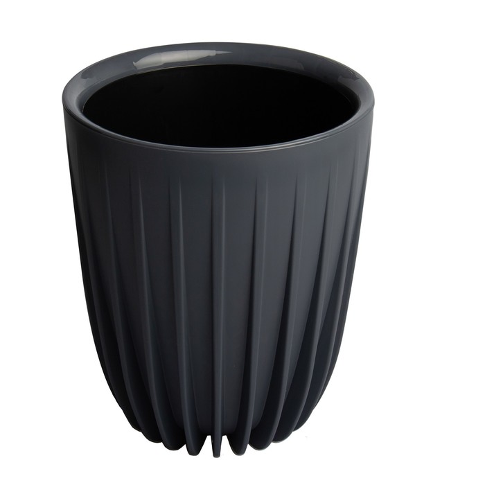 Горшок пластиковый Live-in-green с вкладкой «Сигма», d=24 см, 4,5 л, цвет антрацит - Фото 1