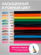 Карандаши Calligrata «Принцесса», цветные, 12 цветов деревянные, трёхгранные, мини - Фото 3