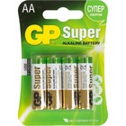 Батарейка алкалиновая GP Super, AA, LR6-4BL, 1.5В, 3+1 шт. 10800448 - фото 4422630