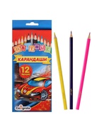 Карандаши Calligrata «Машинка», цветные, 12 цветов, деревянные, трёхгранные - Фото 4