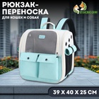 Рюкзак-переноска для кошек и собак, 39 х 40 х 25 см, бирюза 10574172 - фото 1759382