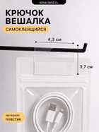 Крючок вешалка самоклеящийся «Еврослот», пластик, 4.3×0.1×3.7 см, прозрачный - Фото 1