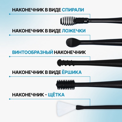 Набор для чистки ушей, 3 предмета, 15.3×2.4×1.1 см, в пластиковом футляре, чёрный