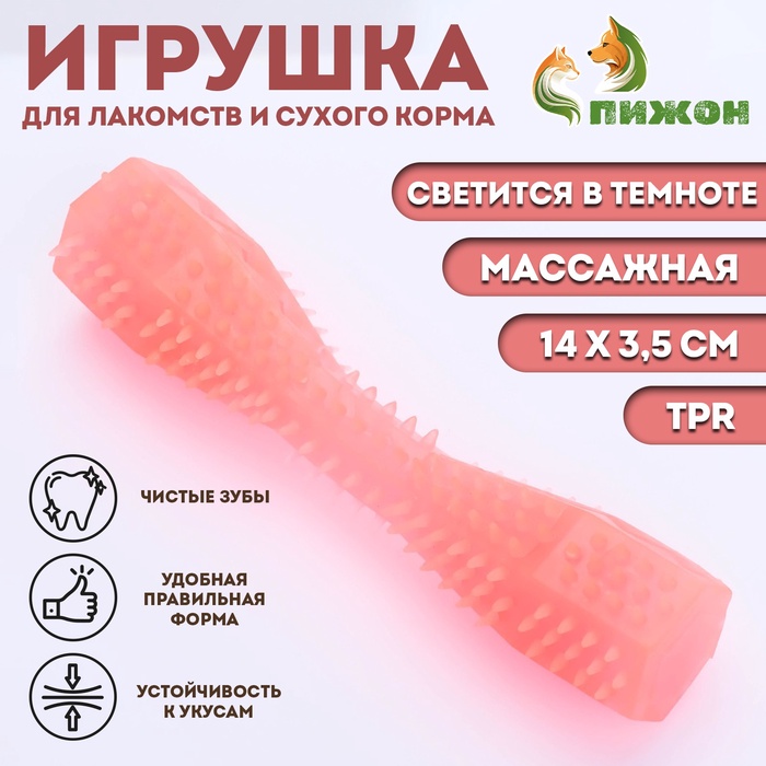 

Жевательная игрушка для собак ПИЖОН "Чистилка", массажная, 14 х 3,5, светится в темноте