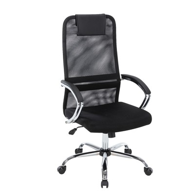 Кресло офисное для руководителя Chairman CH612, с подлокотником, на колёсиках, ткань/сетка, цвет чёрный/хром