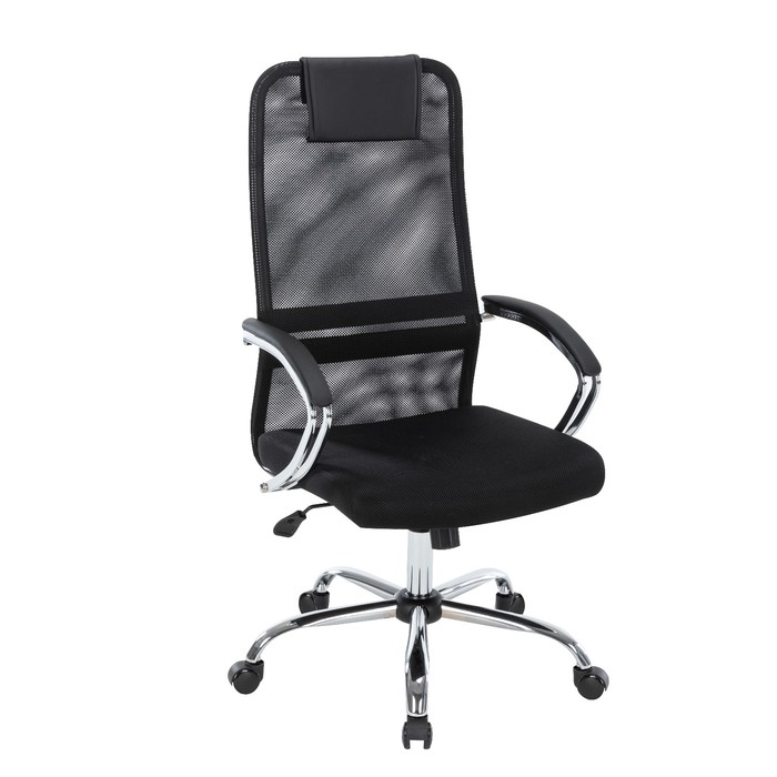 Кресло офисное для руководителя Chairman CH612, с подлокотником, на колёсиках, ткань/сетка, цвет чёрный/хром - Фото 1