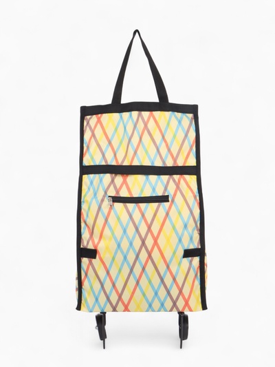 Сумка хозяйственная складная на липучке, 2 колеса, наружный карман, 32×13×52 см, разноцветная