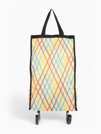Сумка хозяйственная складная на липучке, 2 колеса, наружный карман, 32×13×52 см, разноцветная