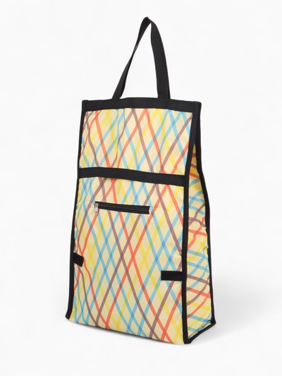 Сумка хозяйственная складная на липучке, 2 колеса, наружный карман, 32×13×52 см, разноцветная