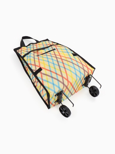 Сумка хозяйственная складная на липучке, 2 колеса, наружный карман, 32×13×52 см, разноцветная