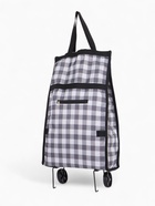 Сумка хозяйственная складная на липучке, 2 колеса, наружный карман, 32×13×52 см, чёрная/белая - Фото 2